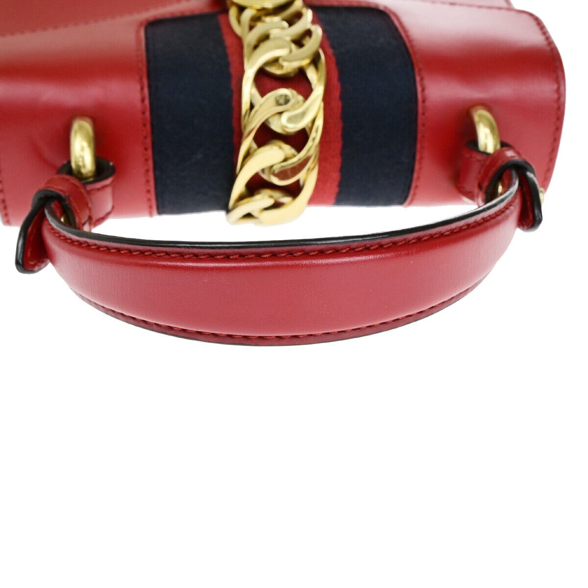 GUCCI Logo Mini Sylvie Sherry 2Way Shoulder Hand Bag Leather Red GHW 53RK113