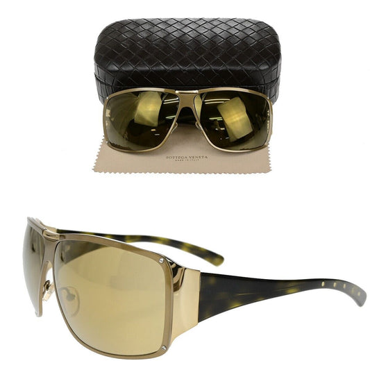BOTTEGA VENETA Logo Sunglasses BV 22/S Metal Plastic Brown Gold Italy 02KA492