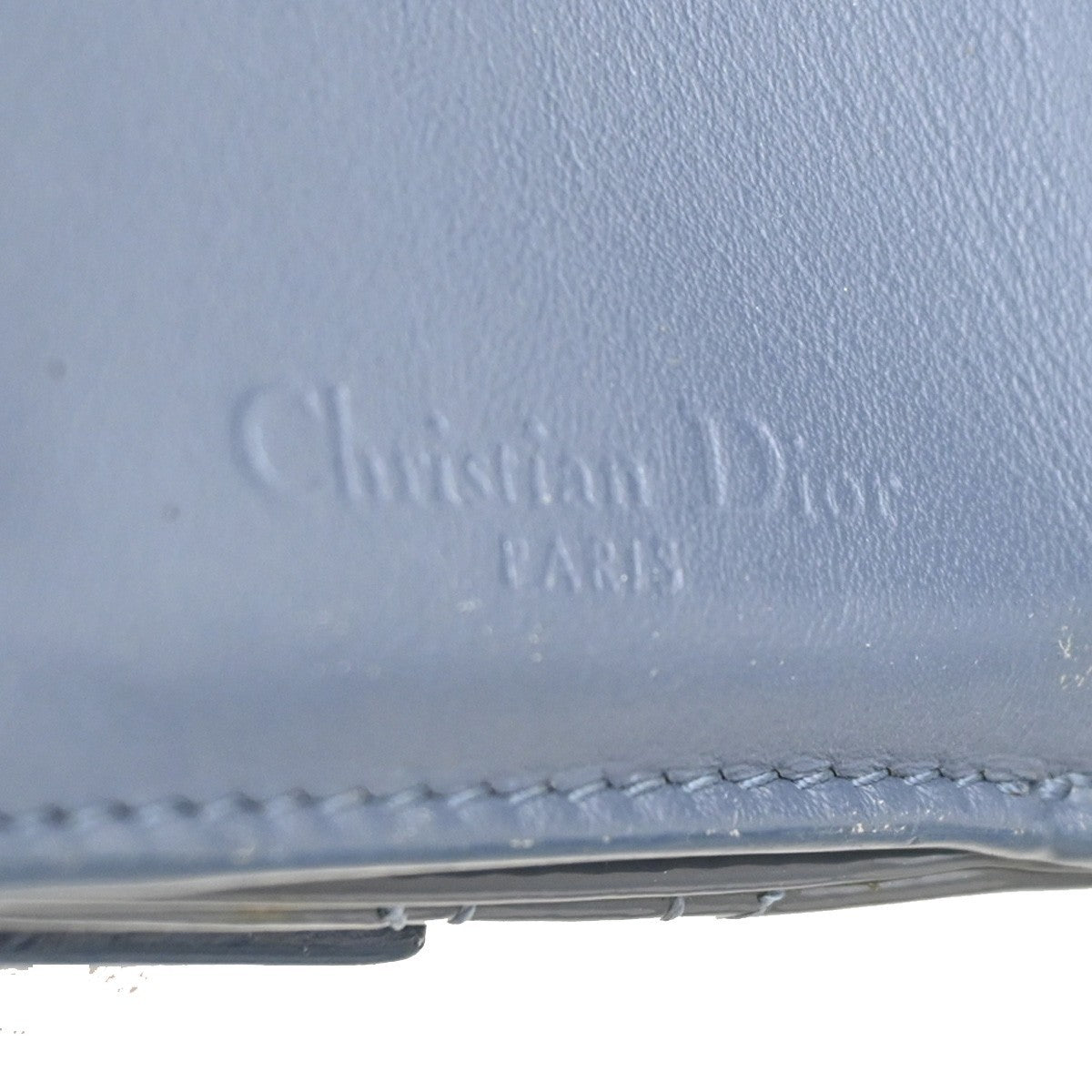 CHRISTIAN DIOR Cannage Mini Lady Dior Wallet Patent Leather Blue GHW 02KD081