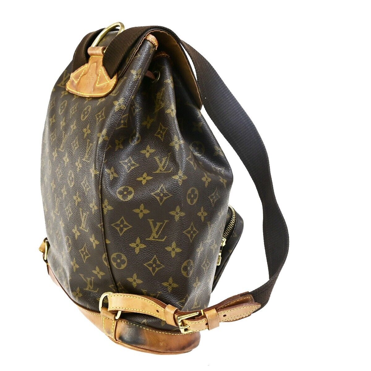 LOUIS VUITTON Montsouris GM Backpack Bag Monogram Leather Brown M51135 71FB219