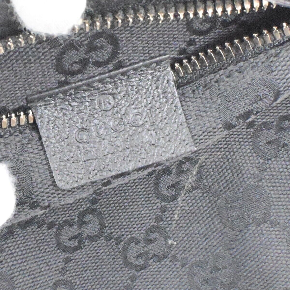 GUCCI Logo GG Pattern Bum Bag Belt Canvas Leather Black Silver Italy 33EE093