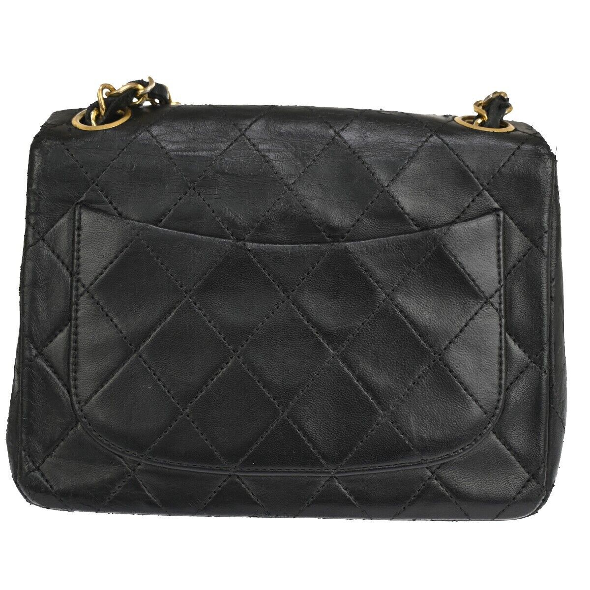 CHANEL CC Mini Matelasse Chain Shoulder Bag Leather Black GHW Vintage 691RJ256