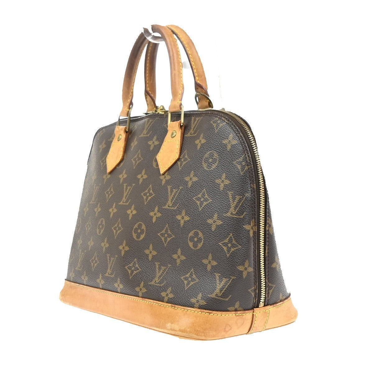 LOUIS VUITTON LV Logo Alma Hand Bag Monogram Leather Brown France M51130 32MA462