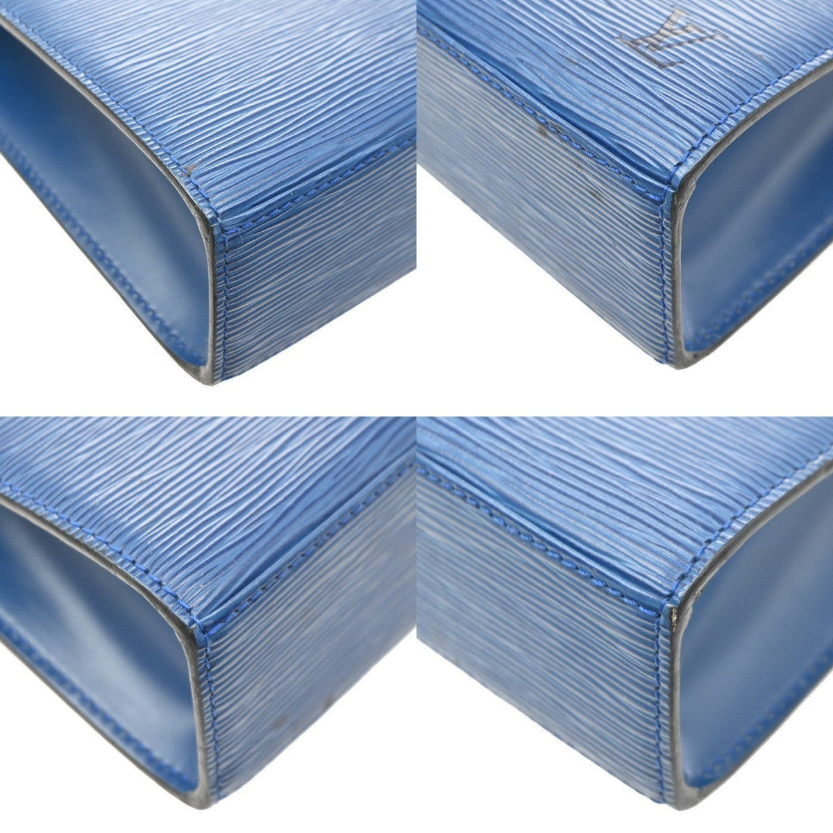 LOUIS VUITTON Logo Malesherbes Hand Bag Epi Leather Blue France M52375 34KD122