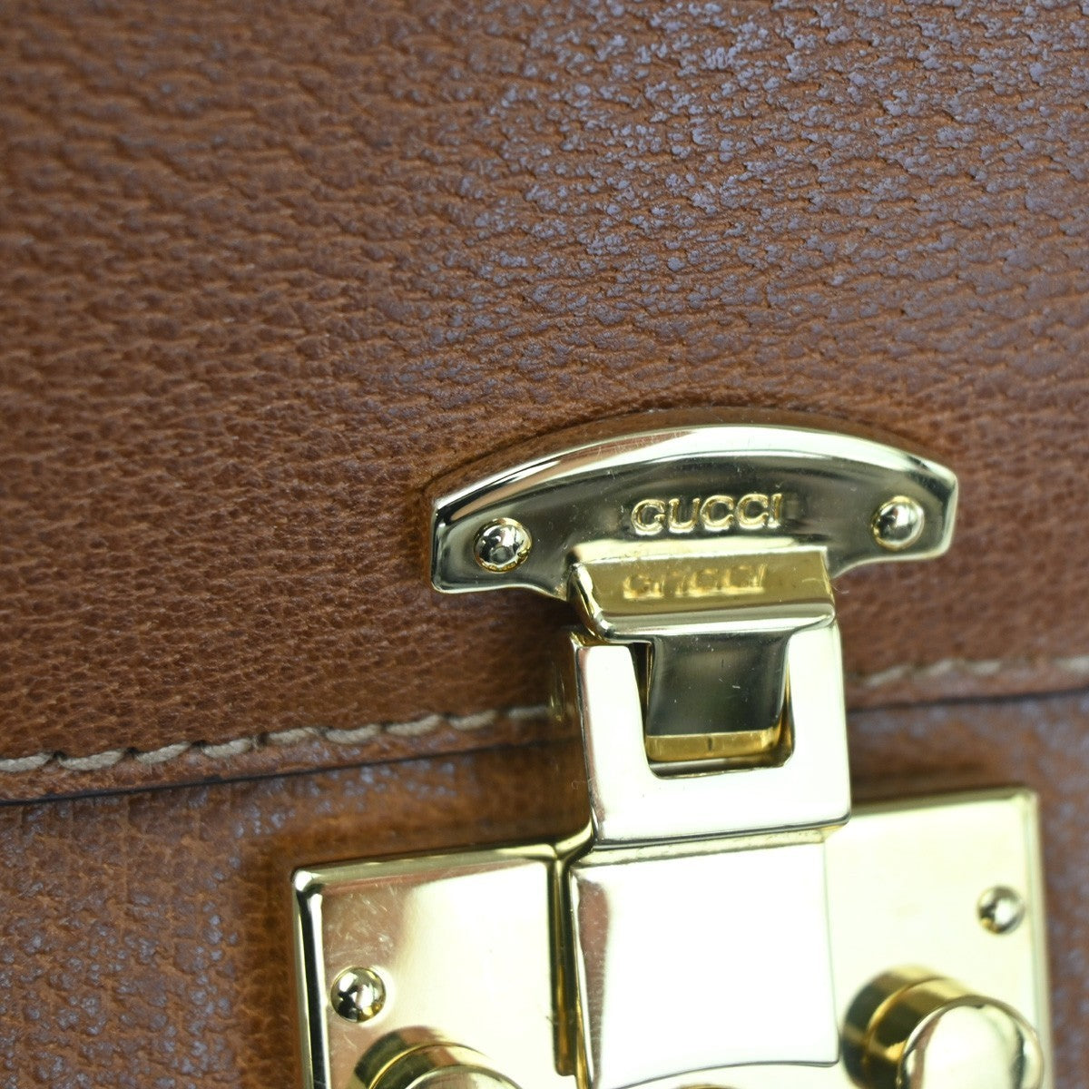 GUCCI Lady Lock Crossbody Shoulder Bag Leather Brown Gold Italy 11TA465