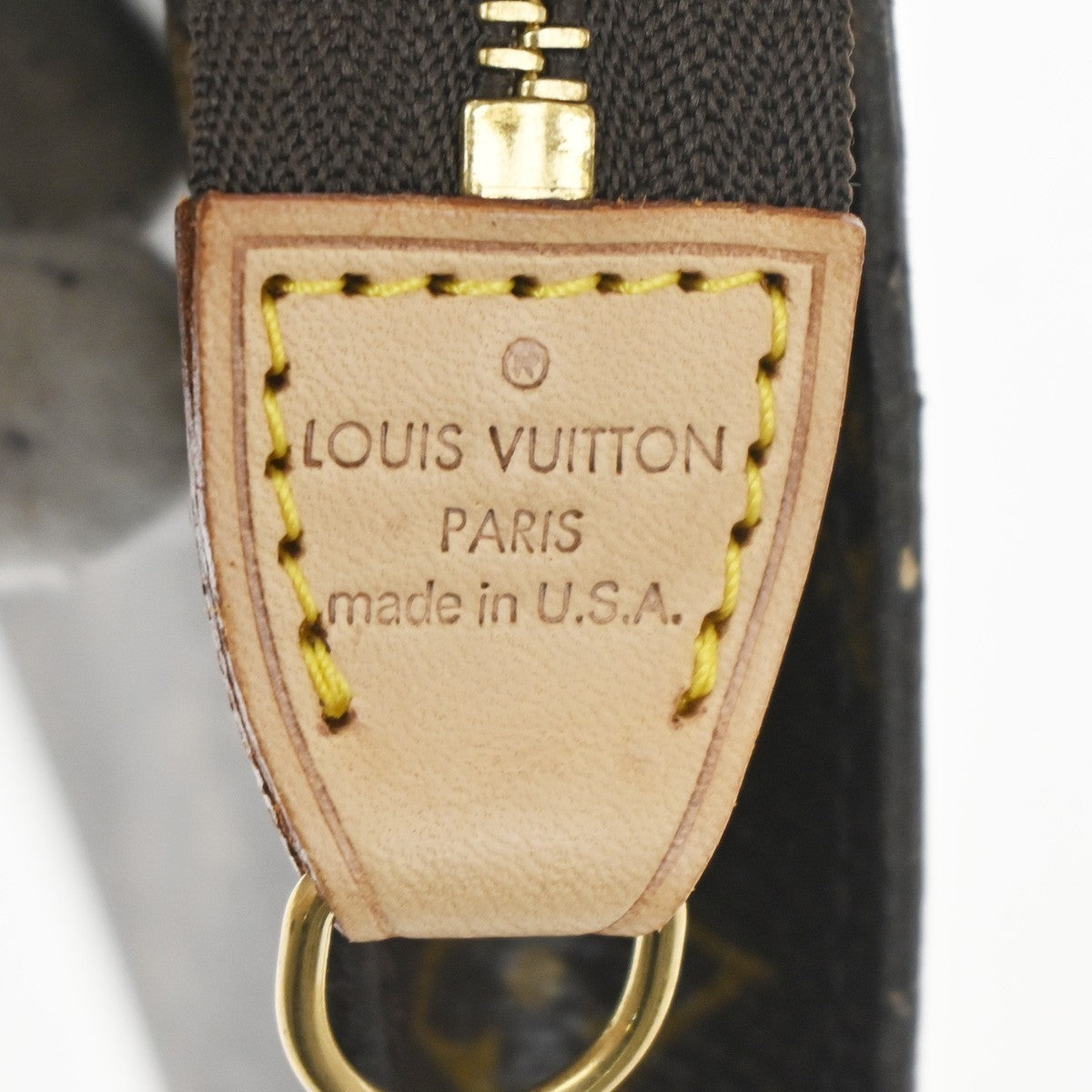 LOUIS VUITTON Logo BUCKET PM Pouch Bag Monogram Leather Brown USA 05TA488