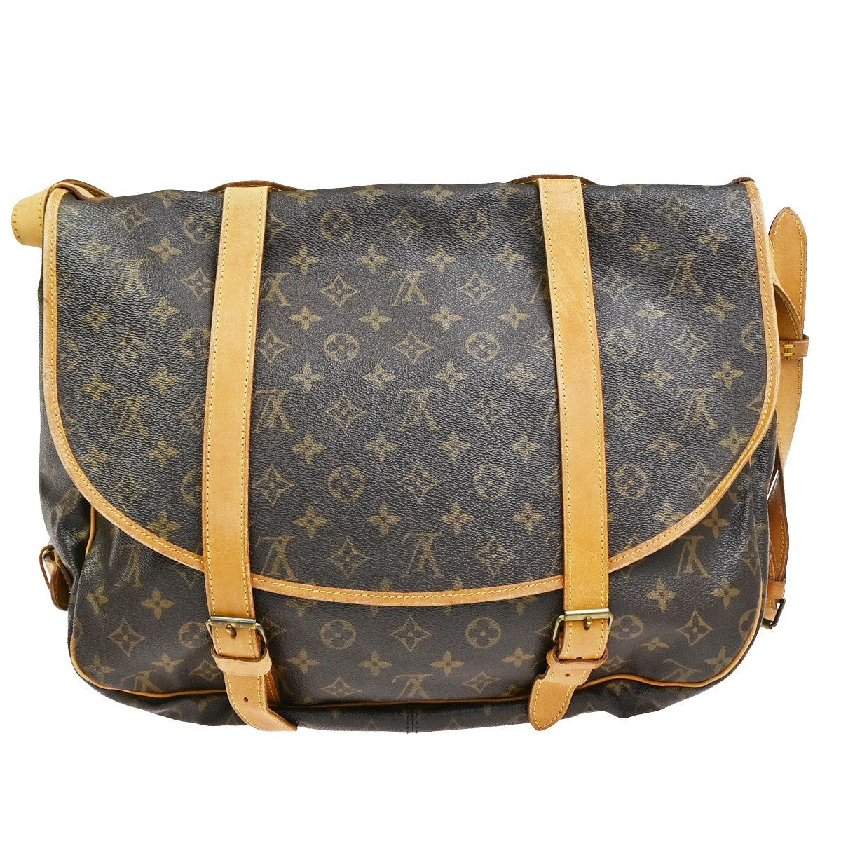 LOUIS VUITTON Logo Saumur 43 Shoulder Bag Monogram Leather Brown M42252 72CA926