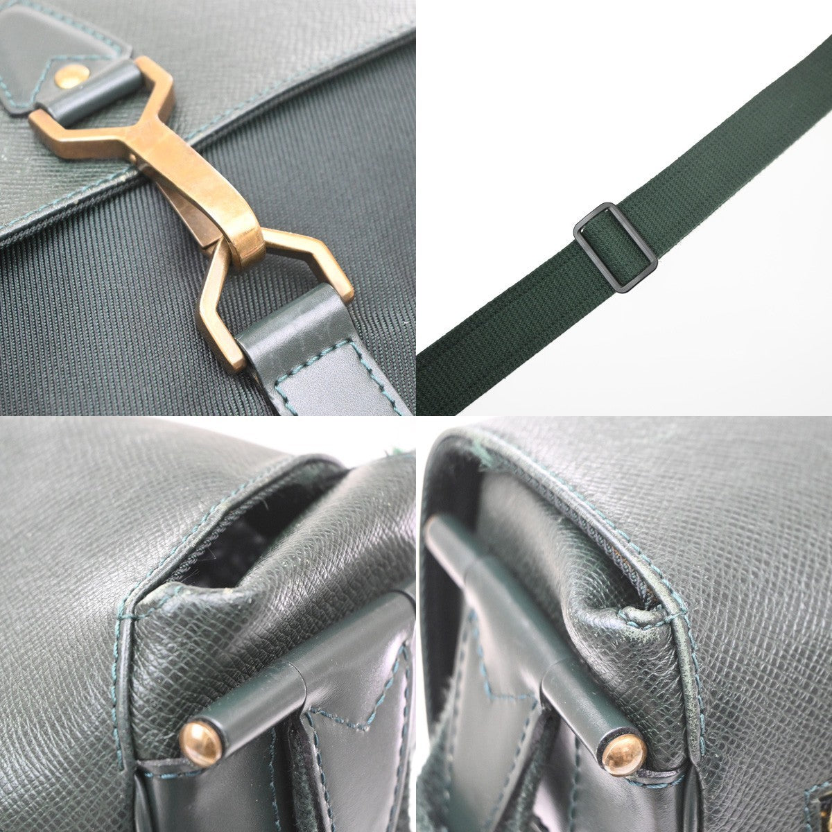 LOUIS VUITTON LV Dersou Shoulder Bag Taiga Leather Green France M30164 37KD101