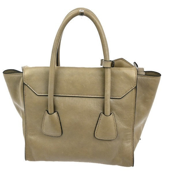 PRADA MILANO Logo 2Way Shoulder Hand Bag  Leather Beige SHW Italy 86TA512