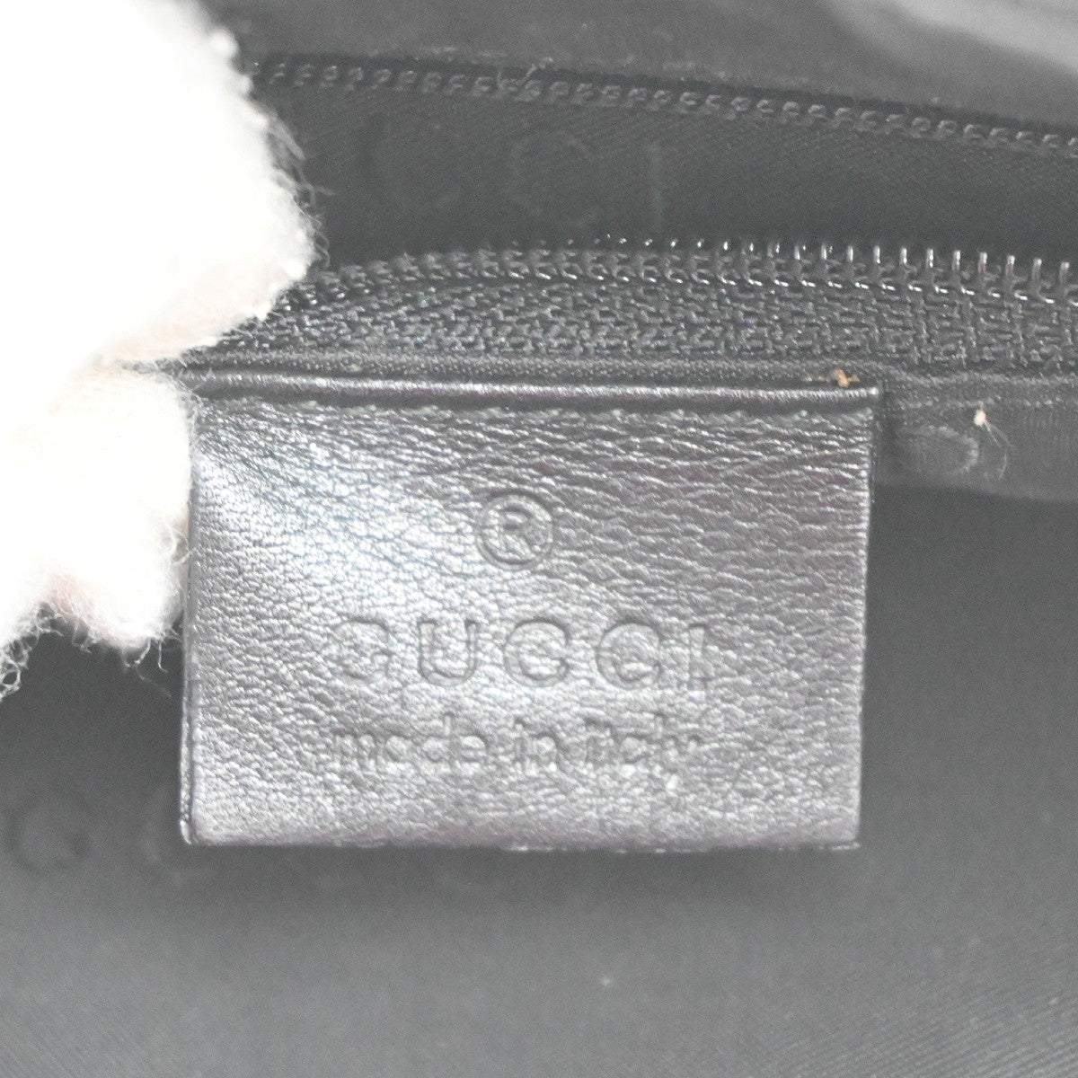 GUCCI Logo One Shoulder Hand Bag Leather Canvas Black SHW Italy 38MA213