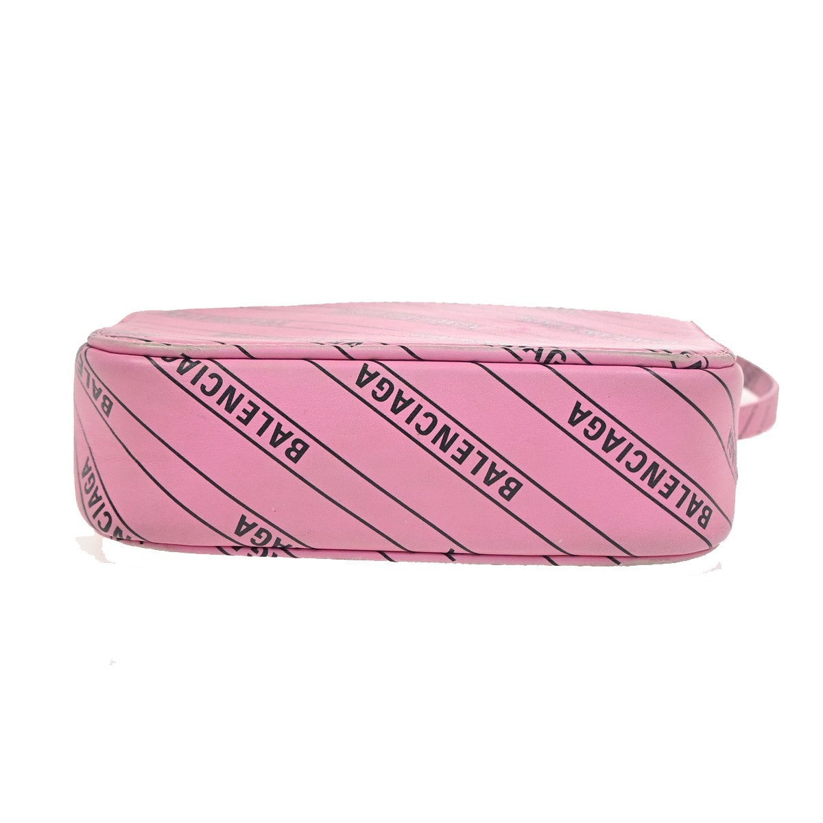 BALENCIAGA Logo Print Mini Crossbody Shoulder Bag Leather Pink Italy 32KC759