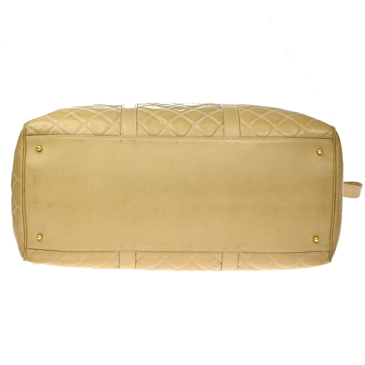 CHANEL CC Logo Matelasse 2Way Travel Hand Bag Leather Beige GHW Vintage 44RL978