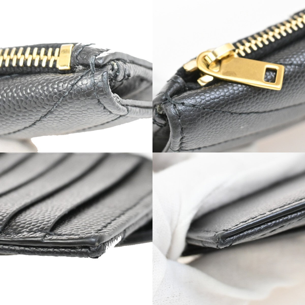 SAINT LAURENT YSL Logo Compact Bifold Wallet Leather Black GHW Italy 87EE549