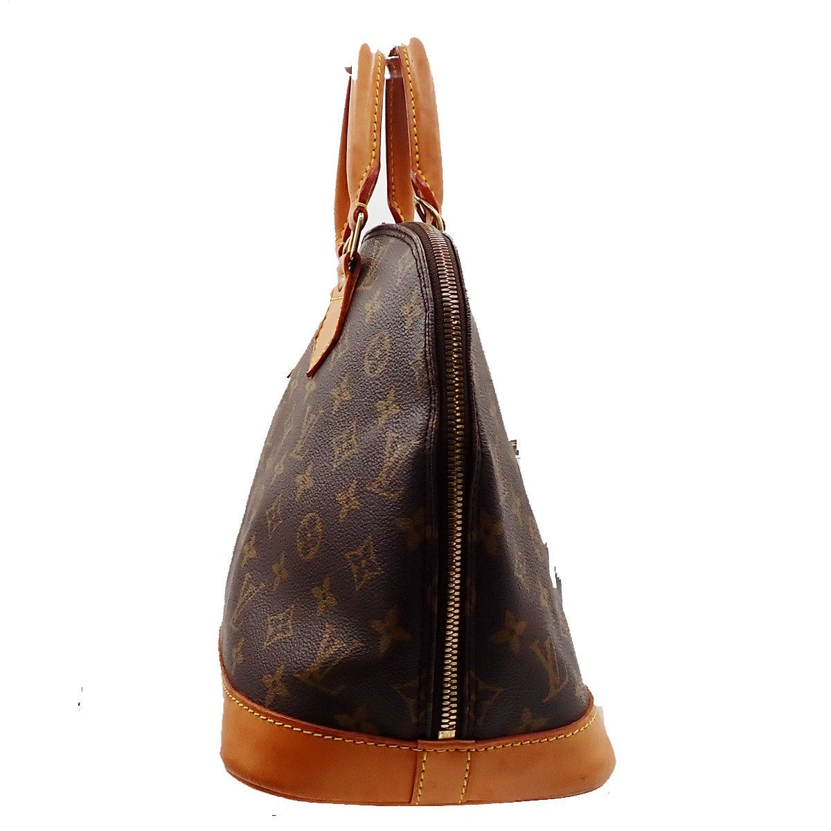 LOUIS VUITTON LV Logo Alma Hand Bag Monogram Leather Brown France M51130 88AA193