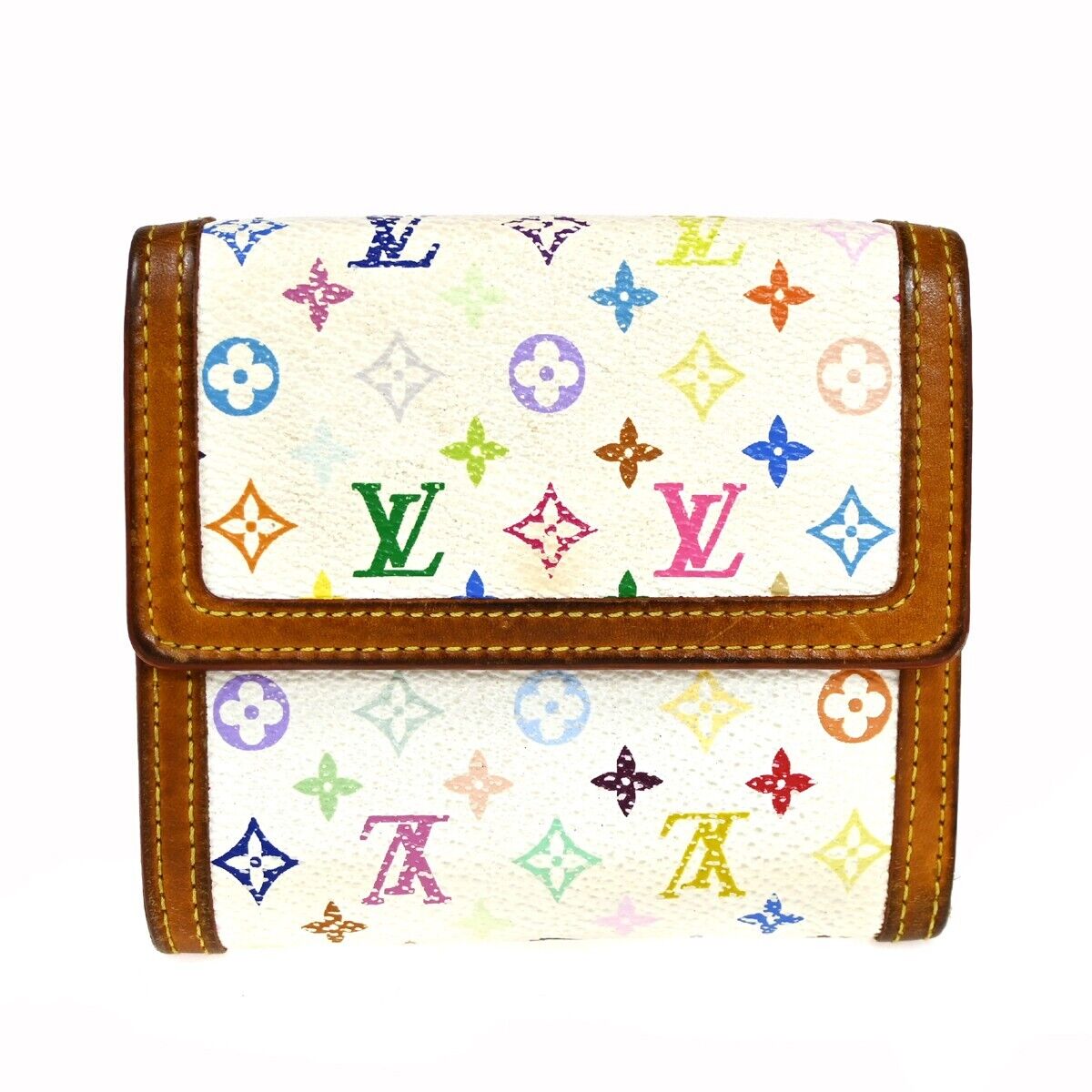 LOUIS VUITTON Credit Trifold Wallet Monogram Multi Leather White M92983 60HB317