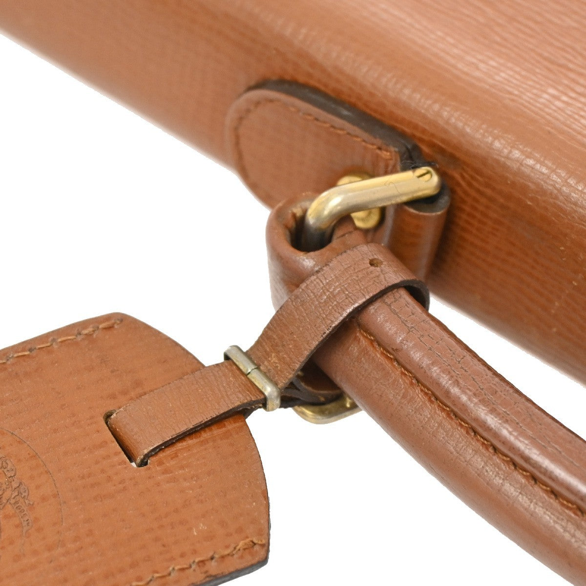 Burberrys Logo Business Briefcase Hand Bag Leather Brown GHW With Key 04KB683