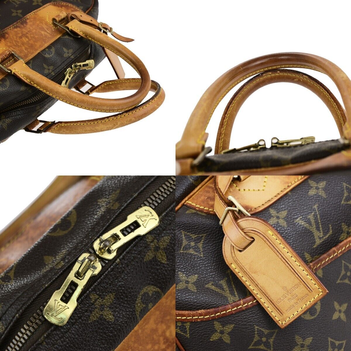 LOUIS VUITTON LV Logo Deauville Hand Bag Monogram Leather Brown M47270 61EC992