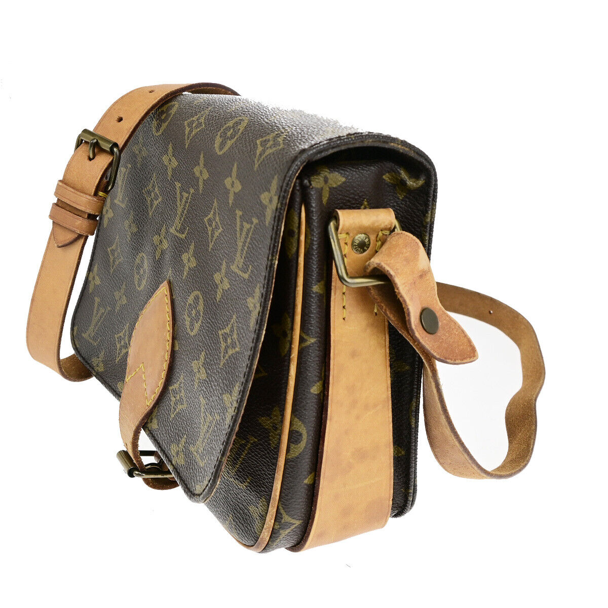 LOUIS VUITTON Cartouchiere MM Shoulder Bag Monogram Leather Brown M51253 34YF498