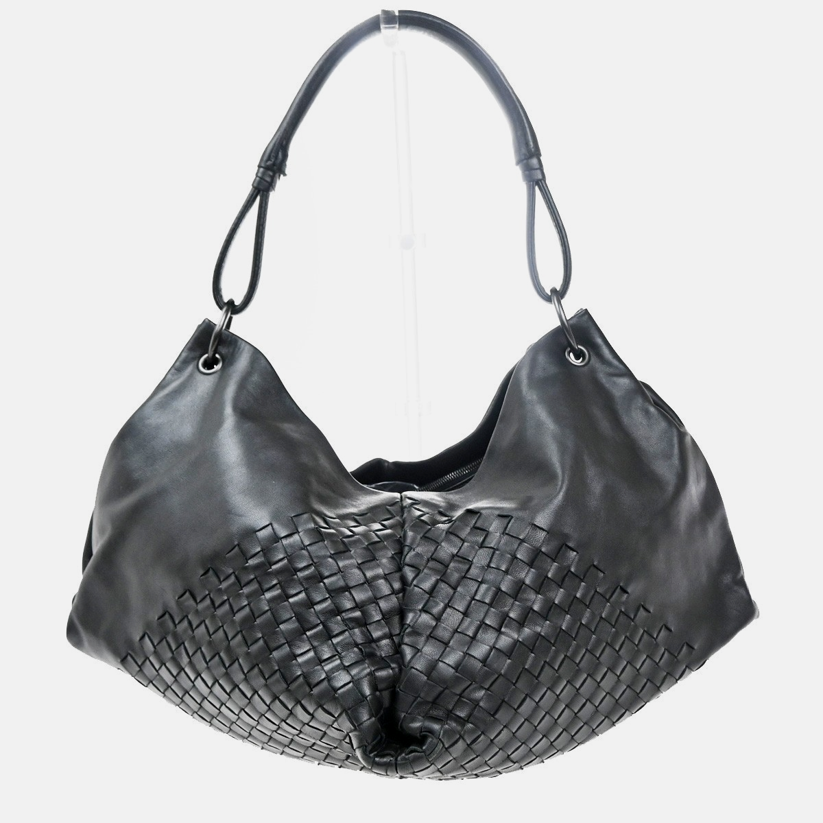 BOTTEGA VENETA Intrecciato Logo Shoulder Bag Leather Black Italy 667RL737