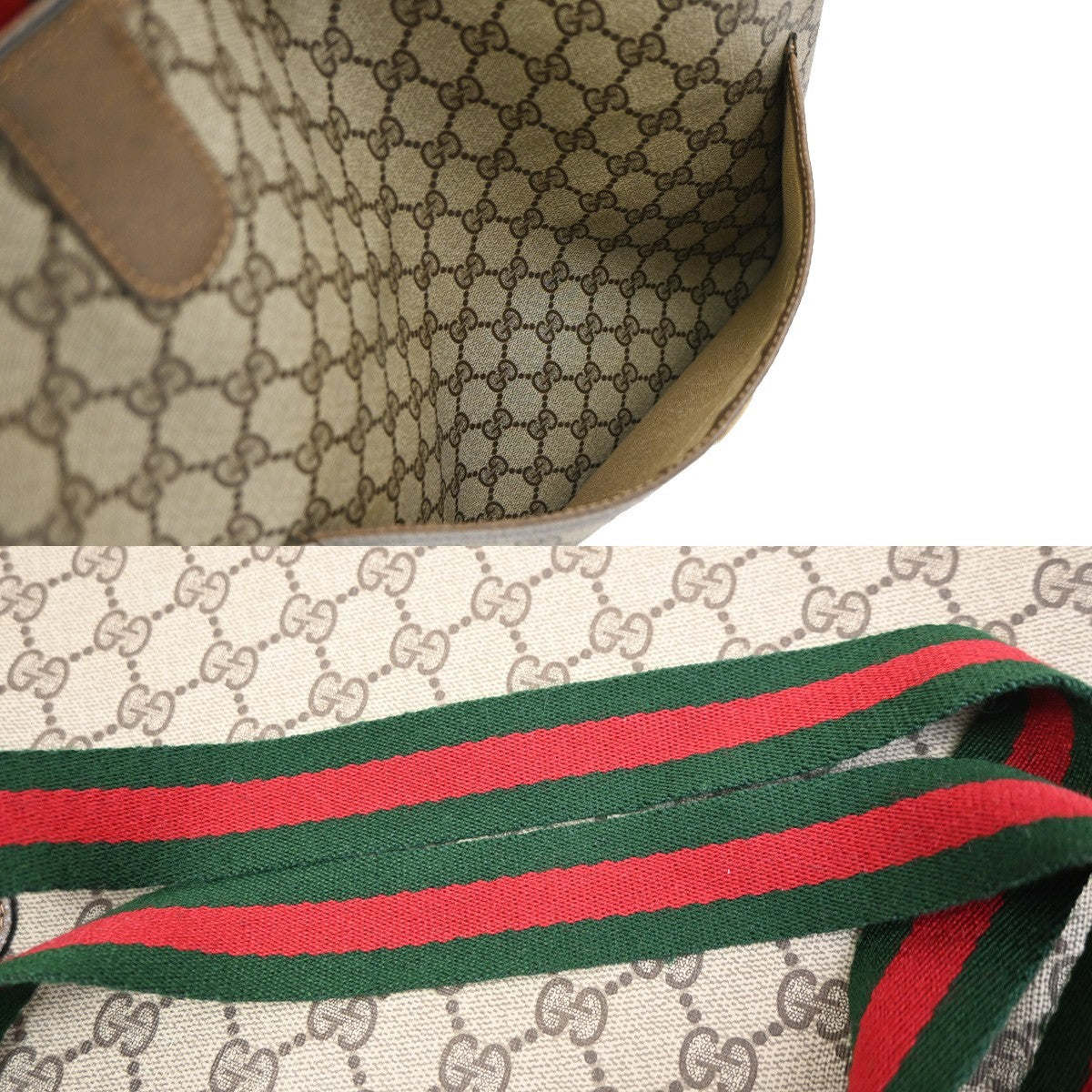 GUCCI Logo GG Pattern Sherry Web Shoulder Tote Bag PVC Leather BN Italy 63KD182