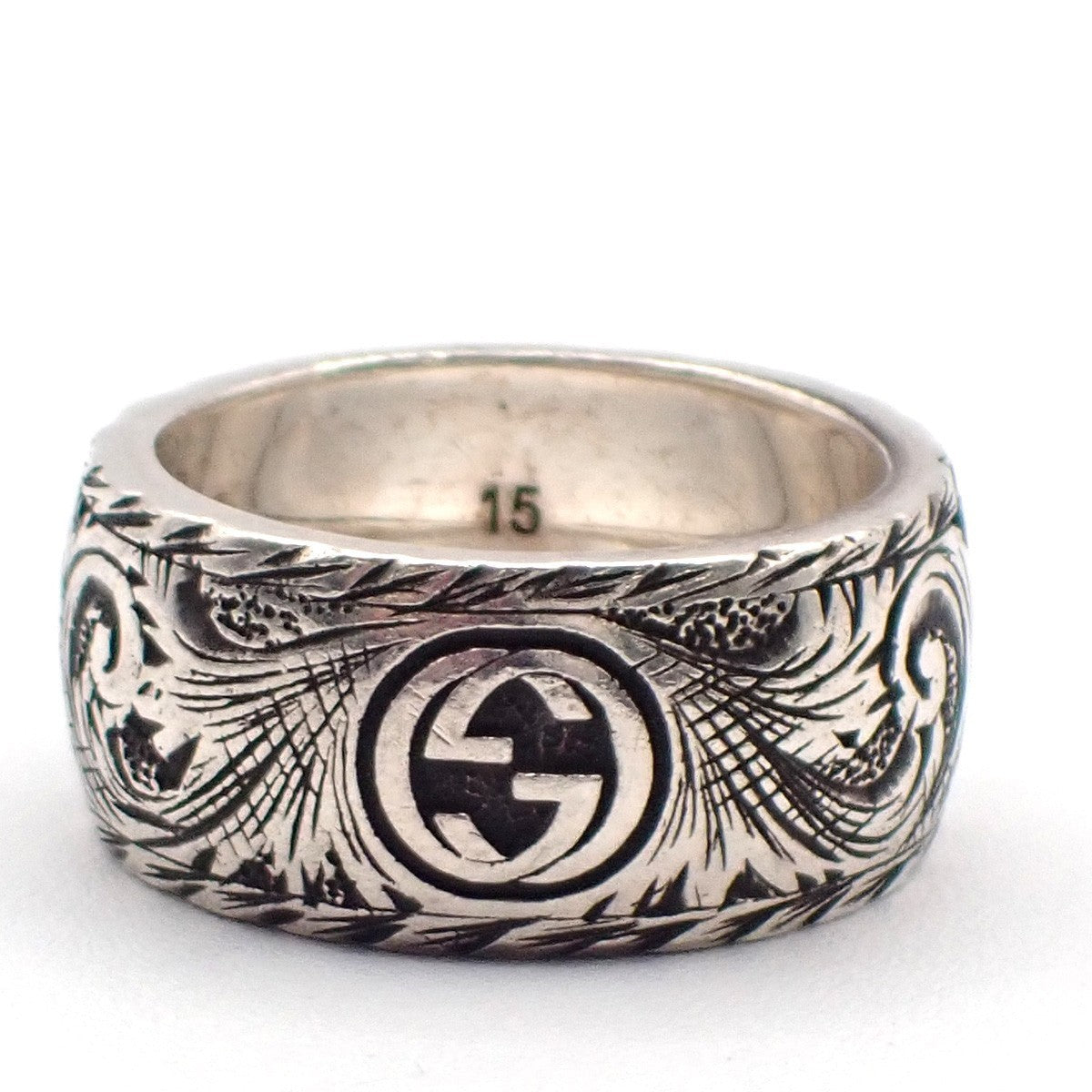 GUCCI GG Logo Tiger Head Ring Silver 925 Size JP 15/ US 7.5 Italy 63RL804