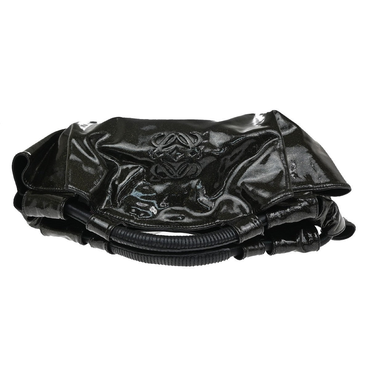 LOEWE Anagram Glitter Nappa Aire Hand Bag Patent Leather Black Spain 85RF796