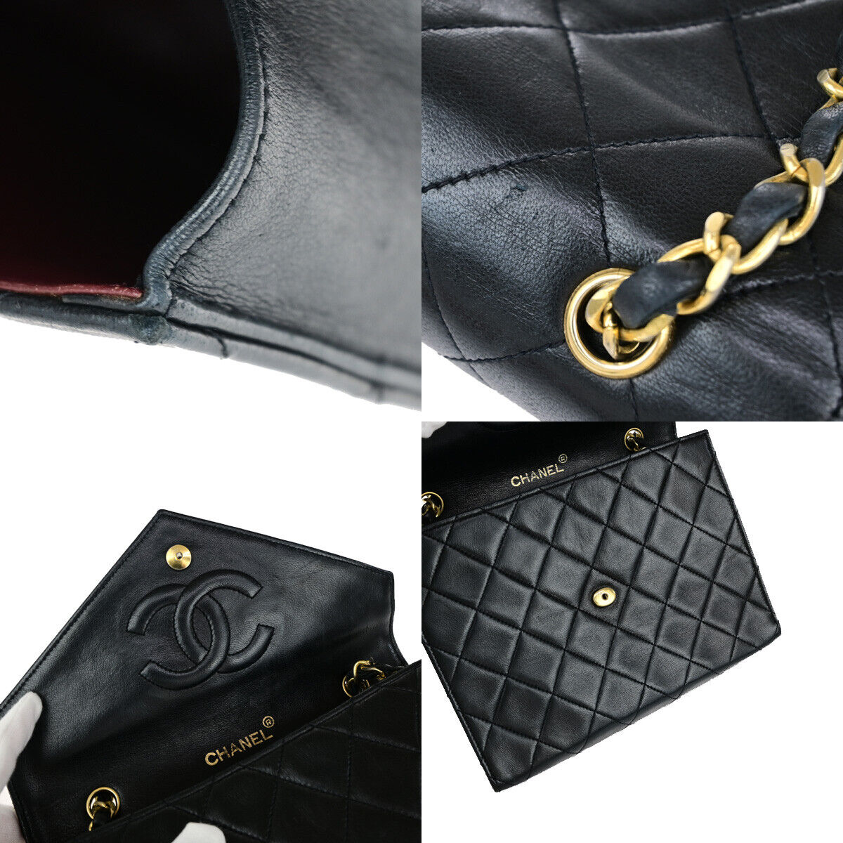 CHANEL CC Mini Matelasse Chain Shoulder Bag Leather Black GHW Vintage 641RK565