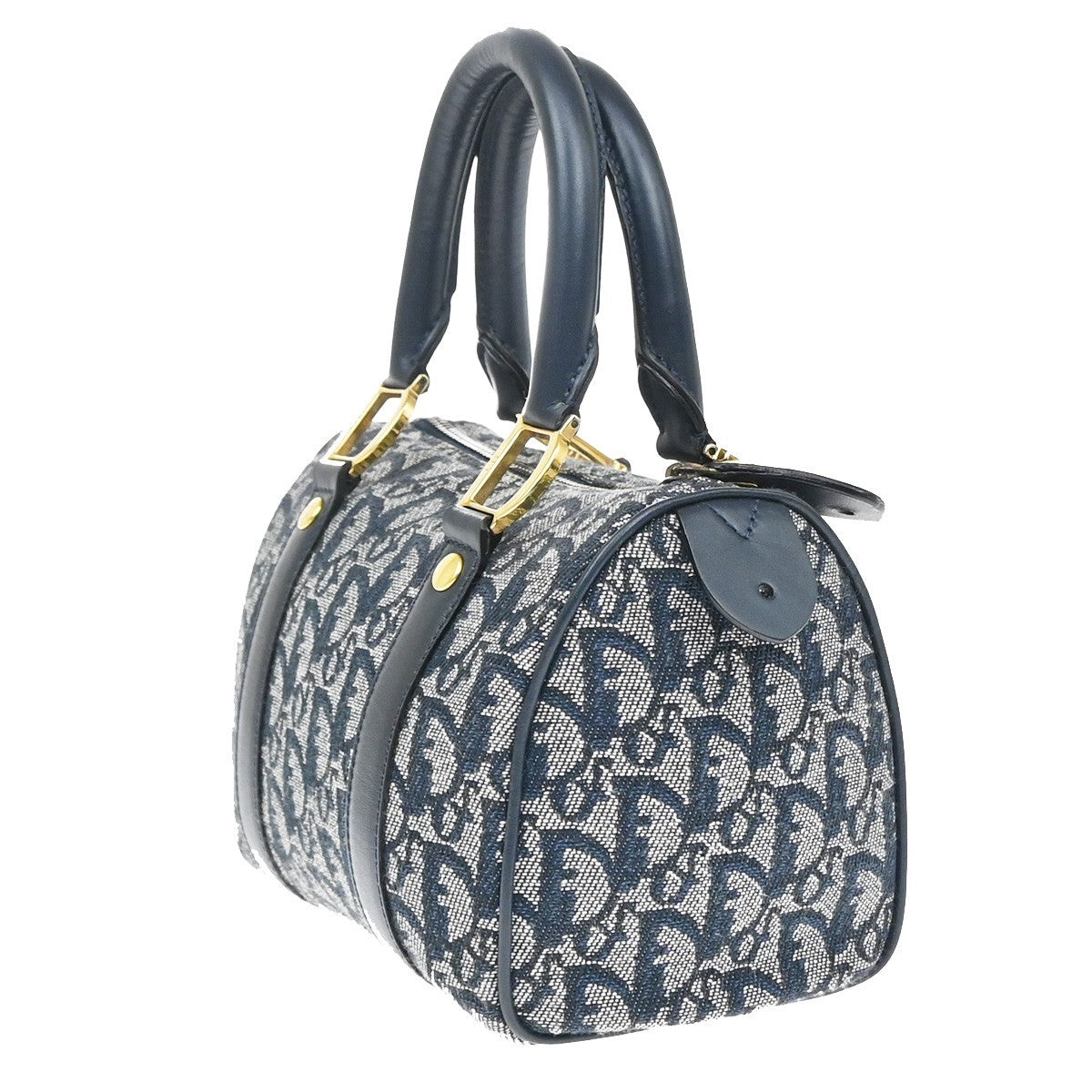 CHRISTIAN DIOR Logo Trotter Pattern Hand Bag Canvas Leather BE GHW 684RQ071
