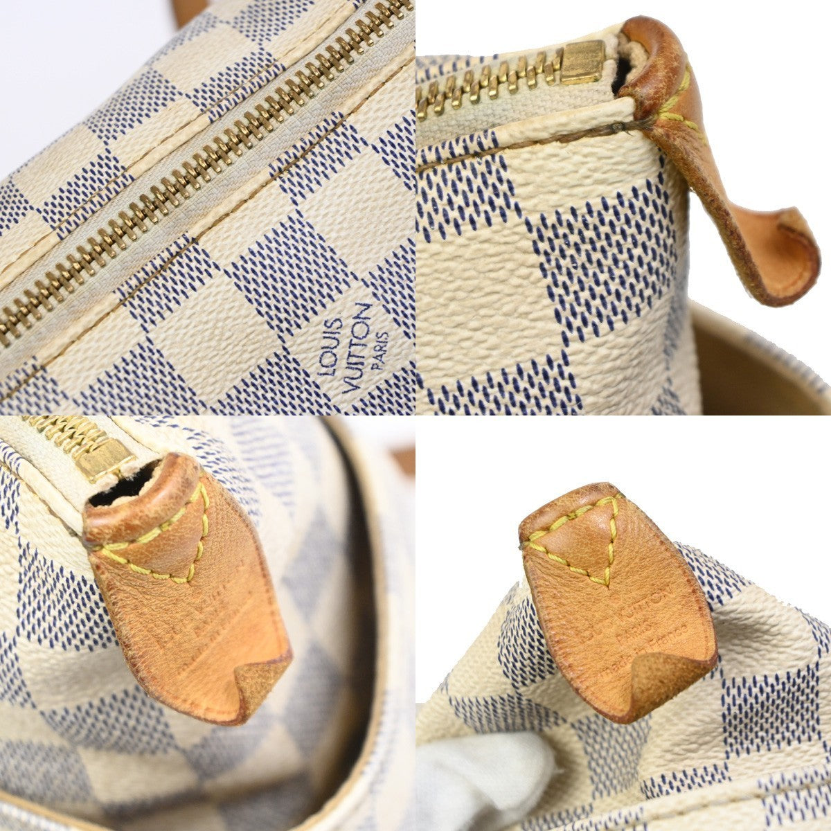 LOUIS VUITTON Totally PM Shoulder Bag Damier Azur Leather White N51261 72KD105