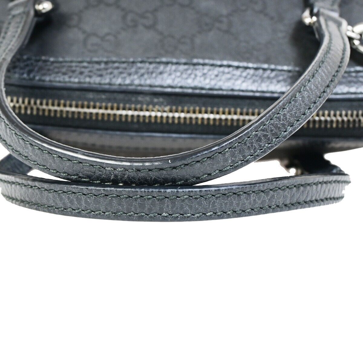 GUCCI GG Pattern 2Way Shoulder Hand Bag Nylon Leather Black Silver 85EB461