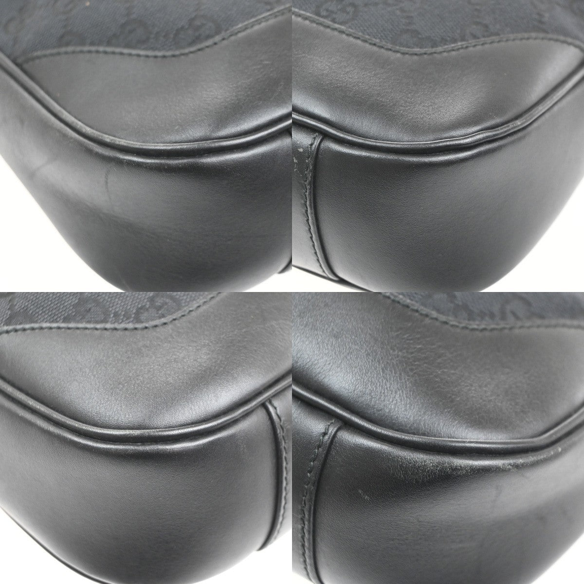 GUCCI GG Pattern Sherry Line Shoulder Bag Canvas Leather Black SHW Italy 32KC939