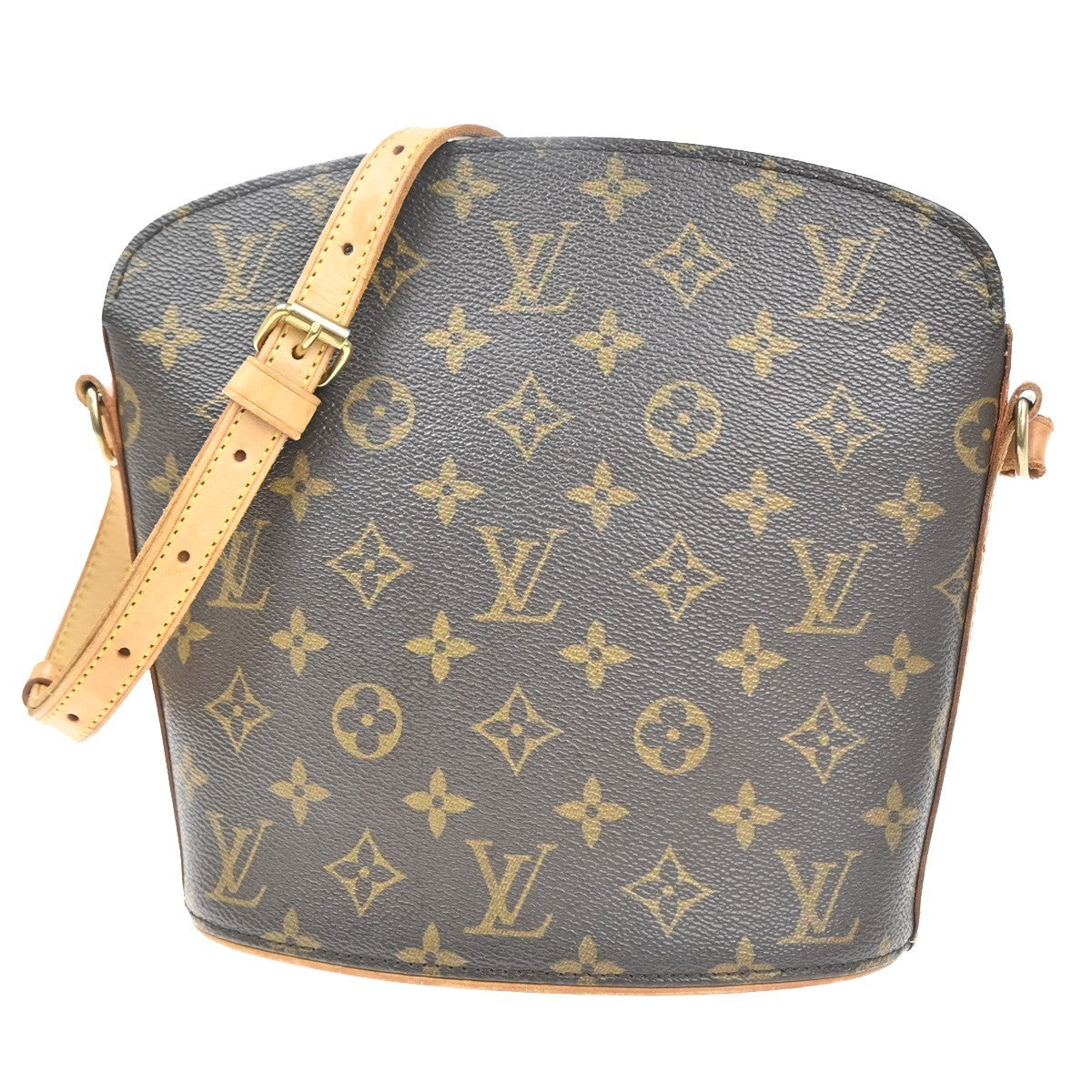 LOUIS VUITTON Logo Drouot Shoulder Bag Monogram Leather Brown M51290 77MA510