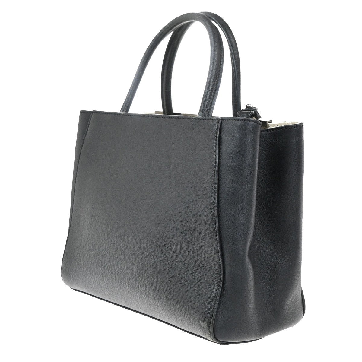 FENDI Logo Petit 2Jours 2Way Hand Bag Leather Monster Charm Black SHW 31KP570