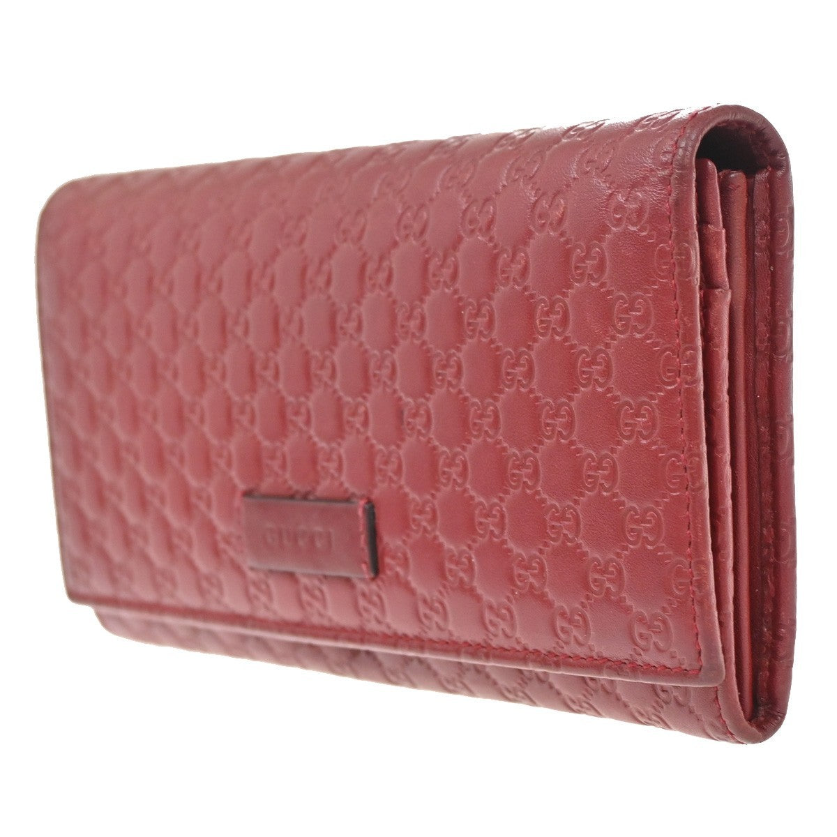 GUCCI Logo Micro Guccissima GG Pattern Long Wallet Leather Red 31CA307