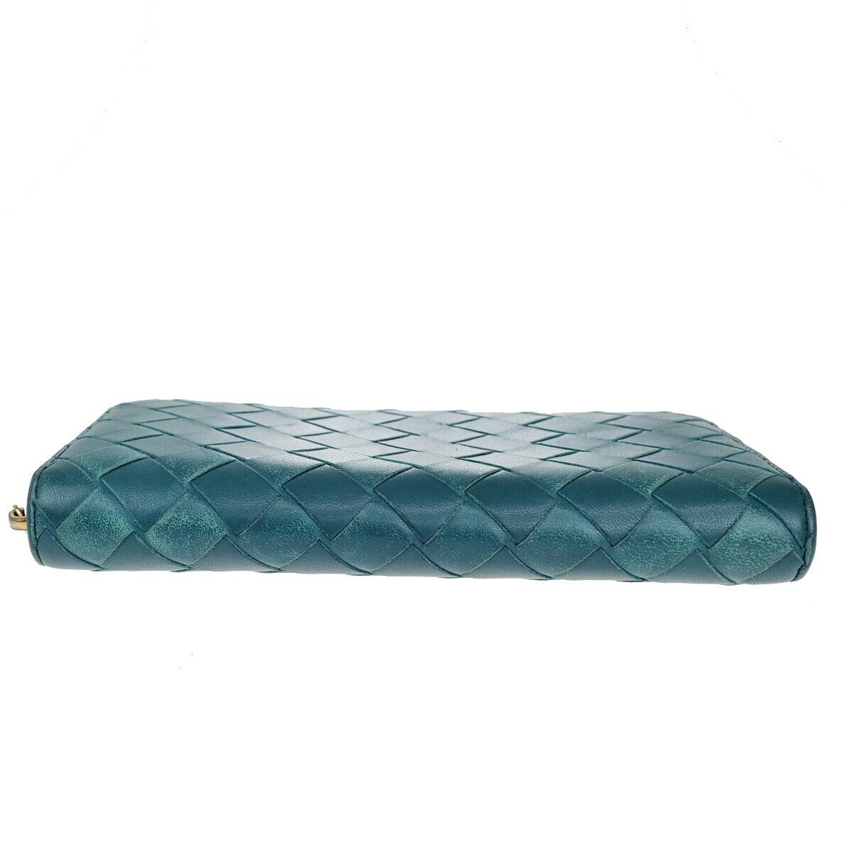 BOTTEGA VENETA Intrecciato Zipper Around Long Wallet Leather Green GHW 63EC896