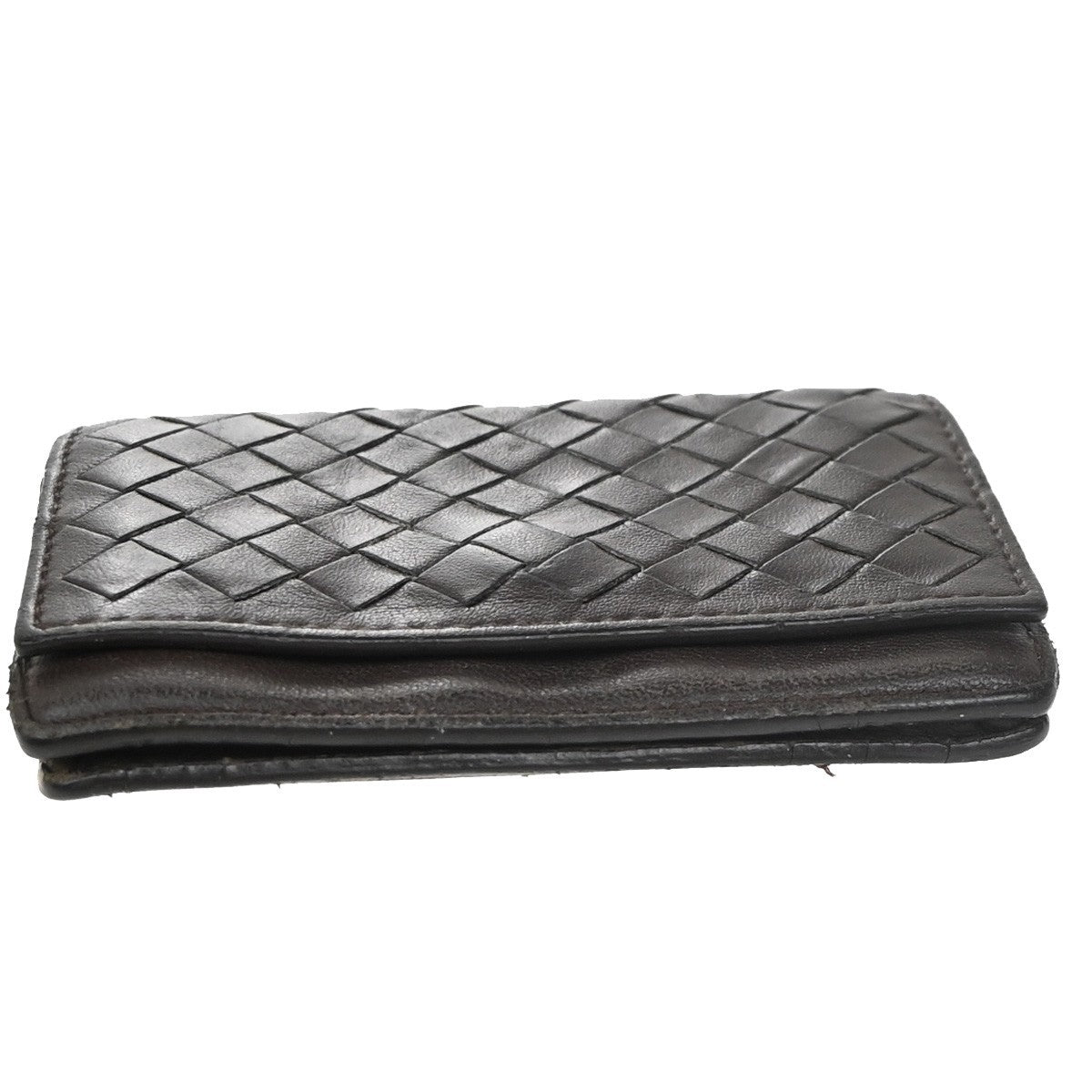 BOTTEGA VENETA INTRECCIATO Compact Coin Case Wallet Leather Brown Italy 07EG227