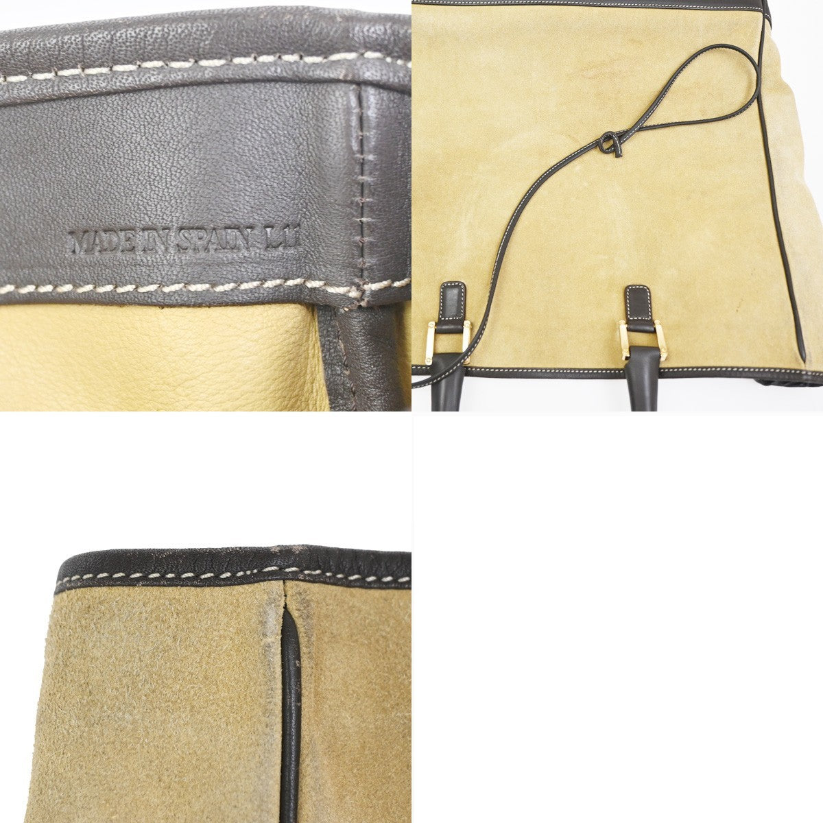 LOEWE Logo Anagram Large Hand Tote Bag Suede Leather Beige GHW Spain 85KC910