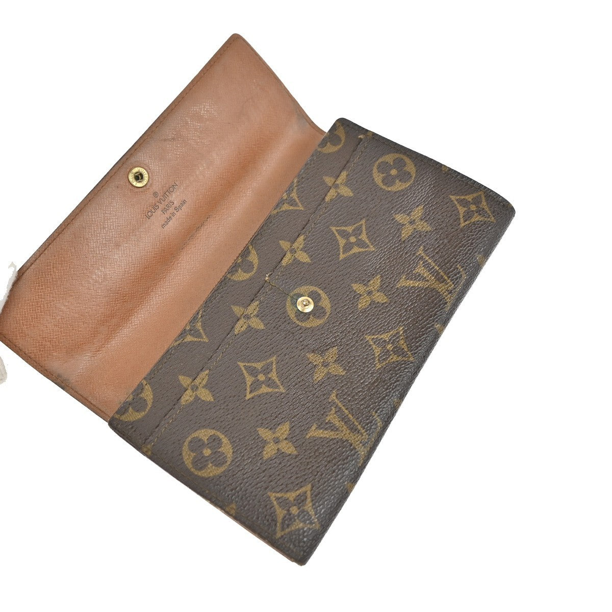 LOUIS VUITTON 3 Set Bifold Trifold Wallet Purse Monogram Leather Brown 04KB648