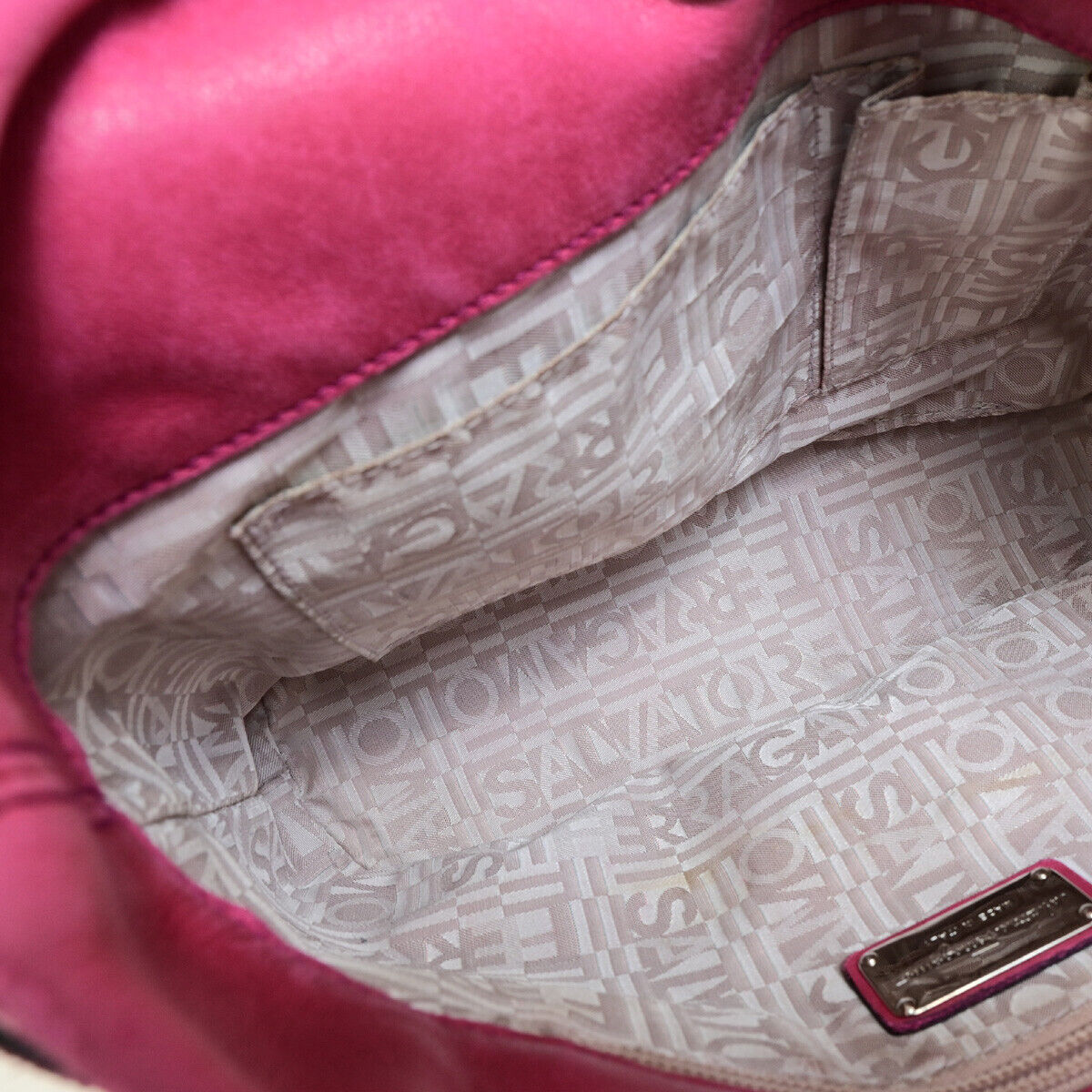 SALVATORE FERRAGAMO Gancini Hand Tote Bag Leather Pink SHW Italy 02SJ337