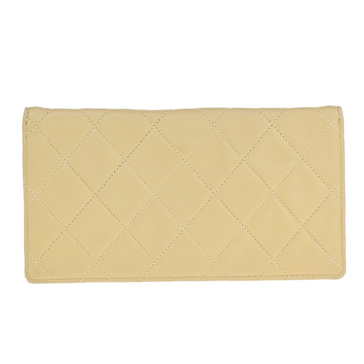 CHANEL CC Logo Matelasse Mini Pouch Wallet Coin Case Leather Beige Gold 66FA692