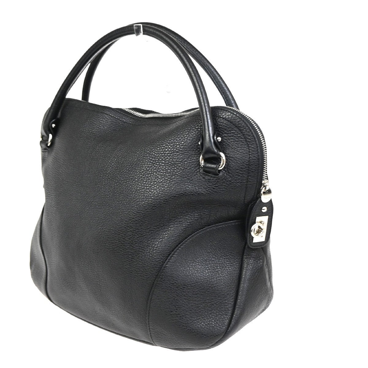 SALVATORE FERRAGAMO Gancini Tote Handbag Leather Black Italy SHW 30KC968
