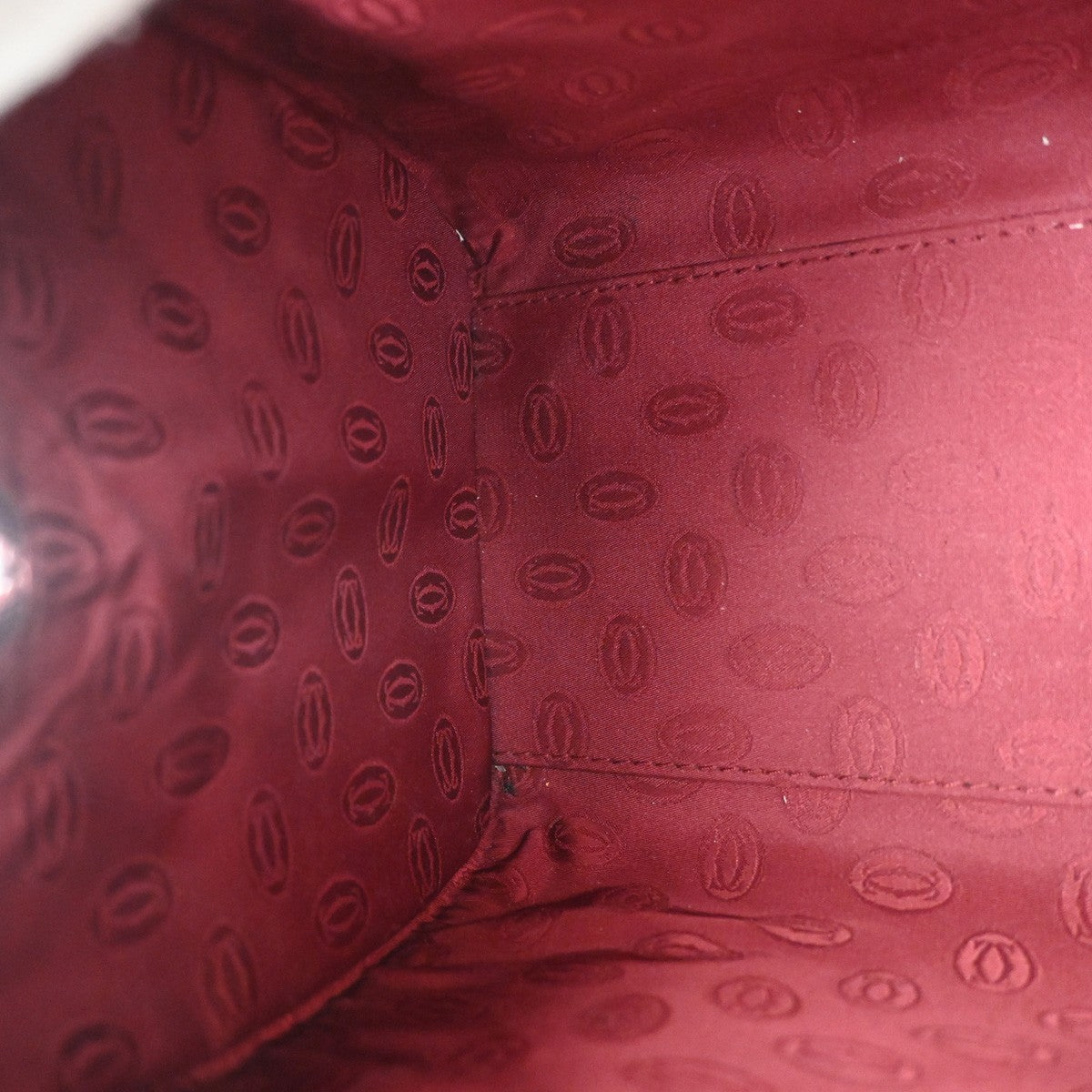 MUST DE CARTIER 2C Logo Shoulder Hand Bag Leather Red Bordeaux GHW Spain 87RL922