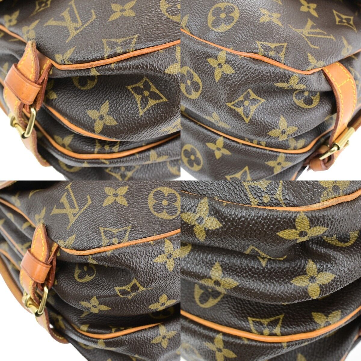 LOUIS VUITTON Logo Saumur 30 Shoulder Bag Monogram Leather Brown M42256 13SH865
