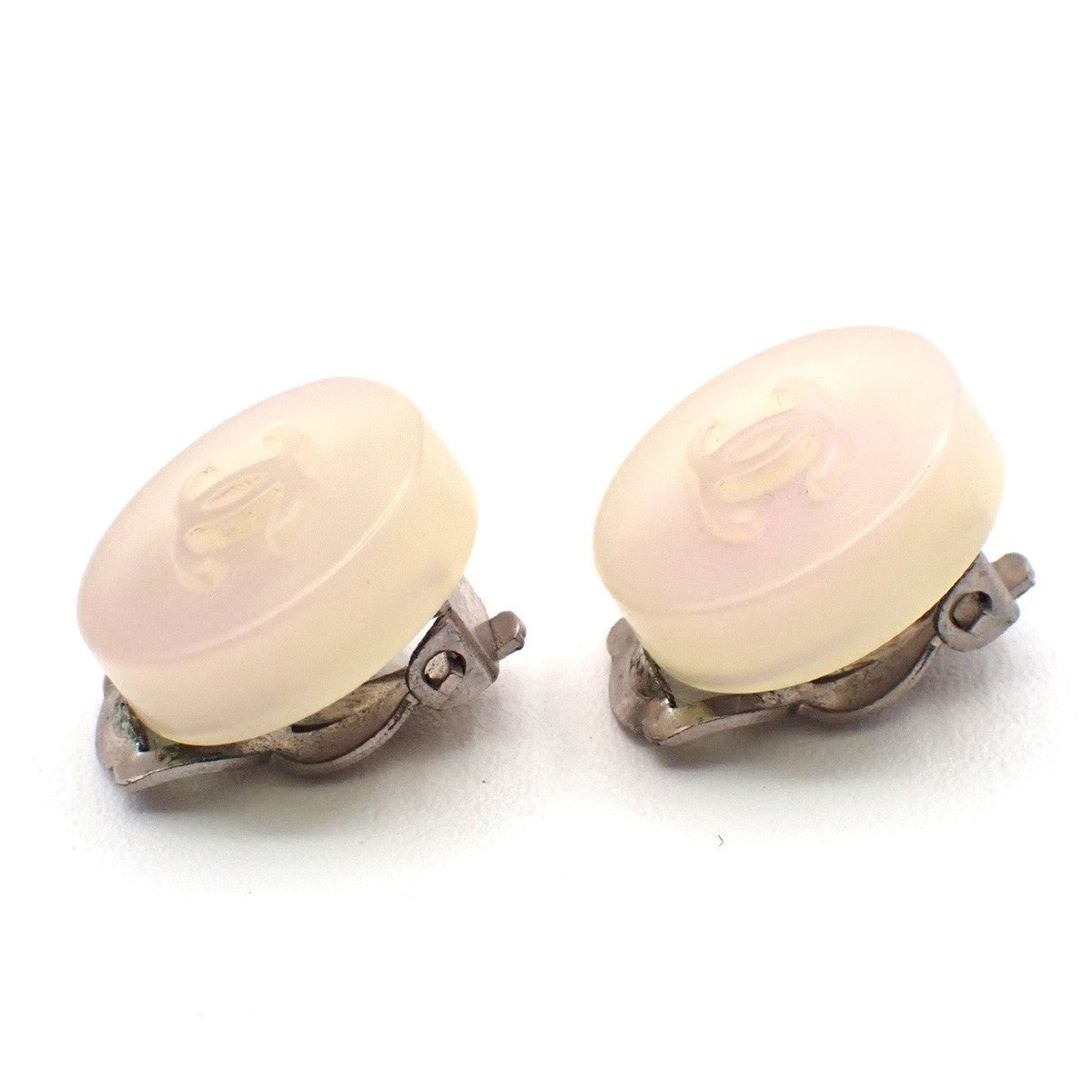 CHANEL CC Logo Iridescent Resin Round Button Earrings 00C Clip-On SHW 38RL811