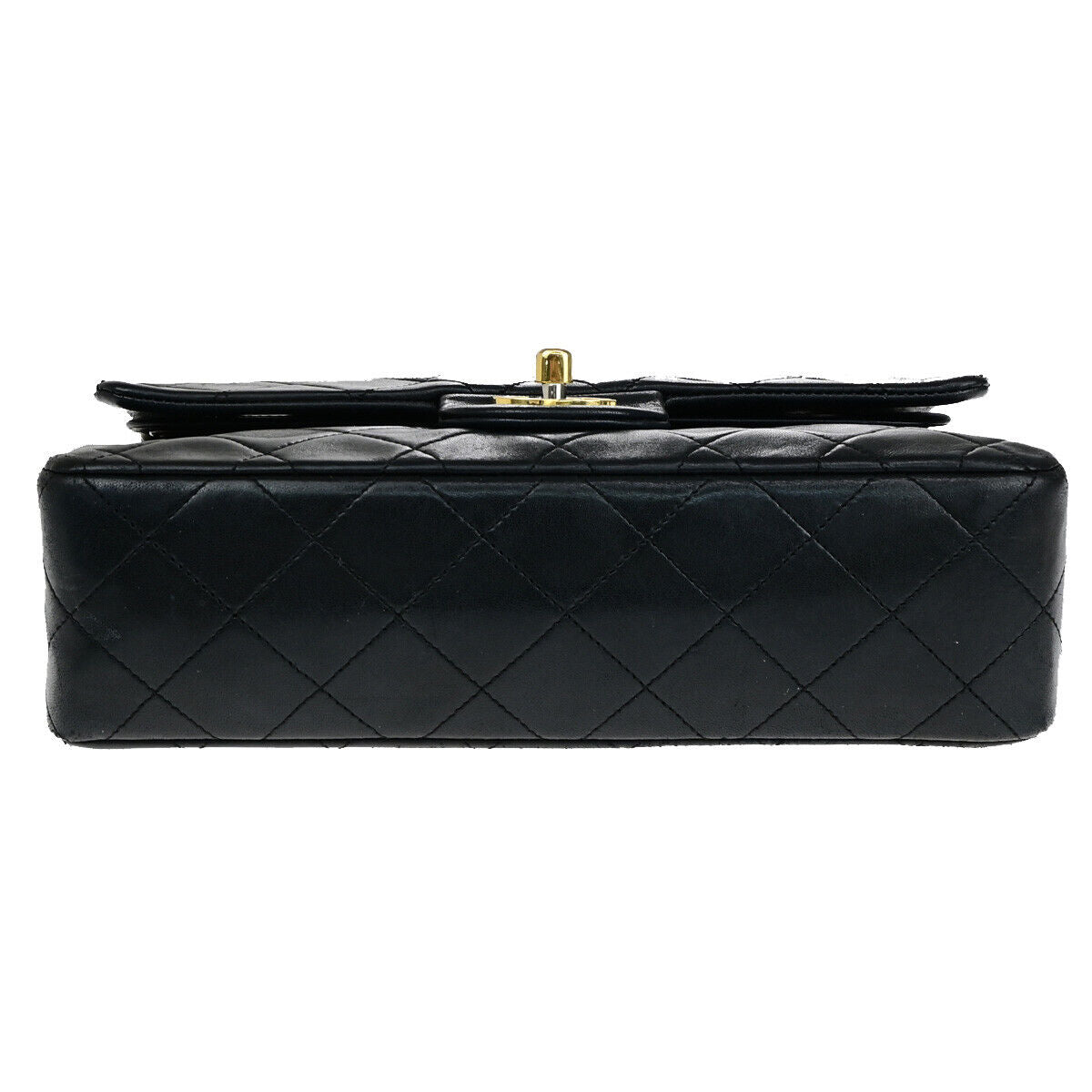 CHANEL CC Matelasse 23 Double Flap Chain Shoulder Bag Leather Black GHW 807RK150