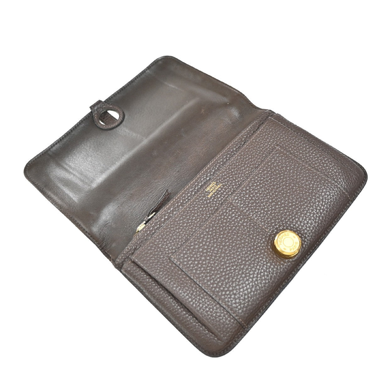 HERMES Logos Dogon GM Long Bifold Wallet Togo Leather Brown GHW 86KP576