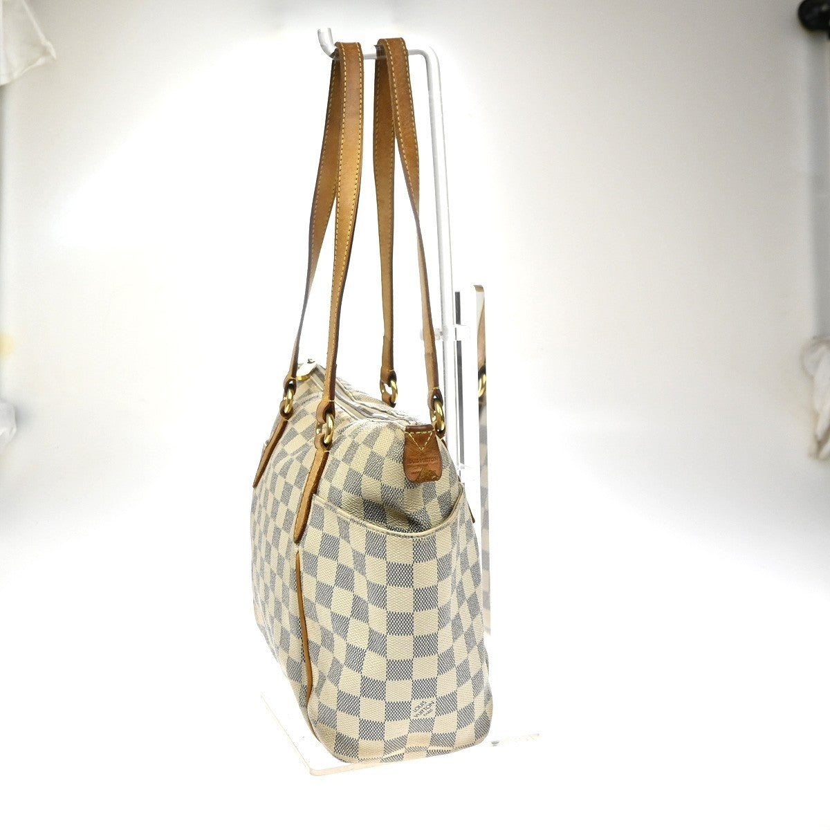 LOUIS VUITTON Totally MM Shoulder Bag Damier Azur Leather White N51262 86PA028