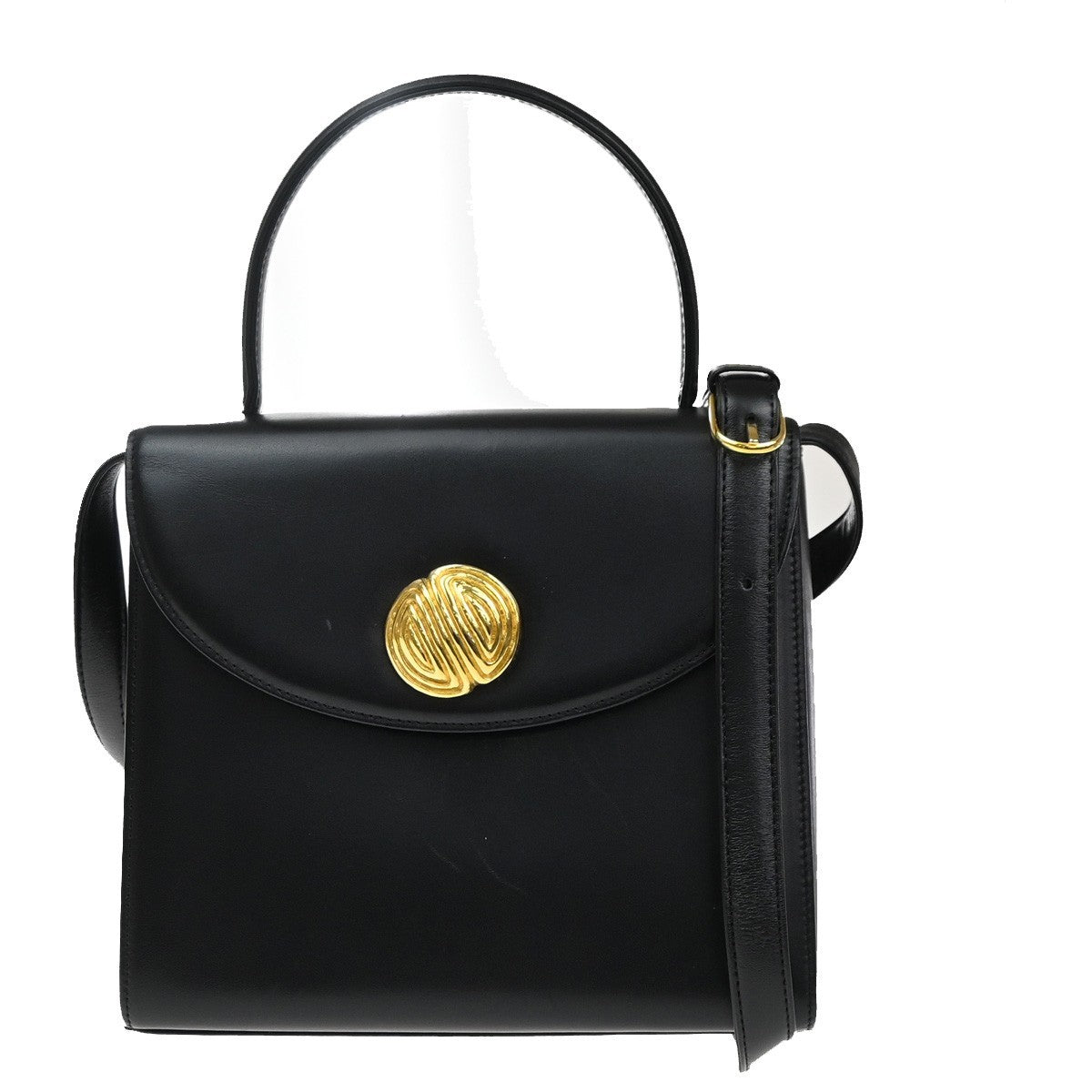 GIVENCHY Logo 2way Shoulder Hand Bag Leather Black GHW Japan 05MA543
