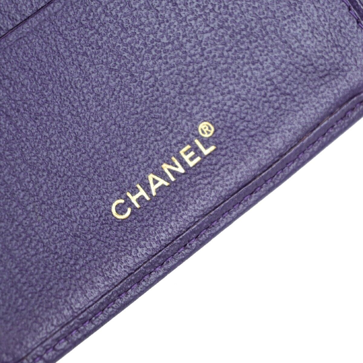CHANEL CC Logo Bifold Wallet Leather Purple GHW Made in France 79RK703