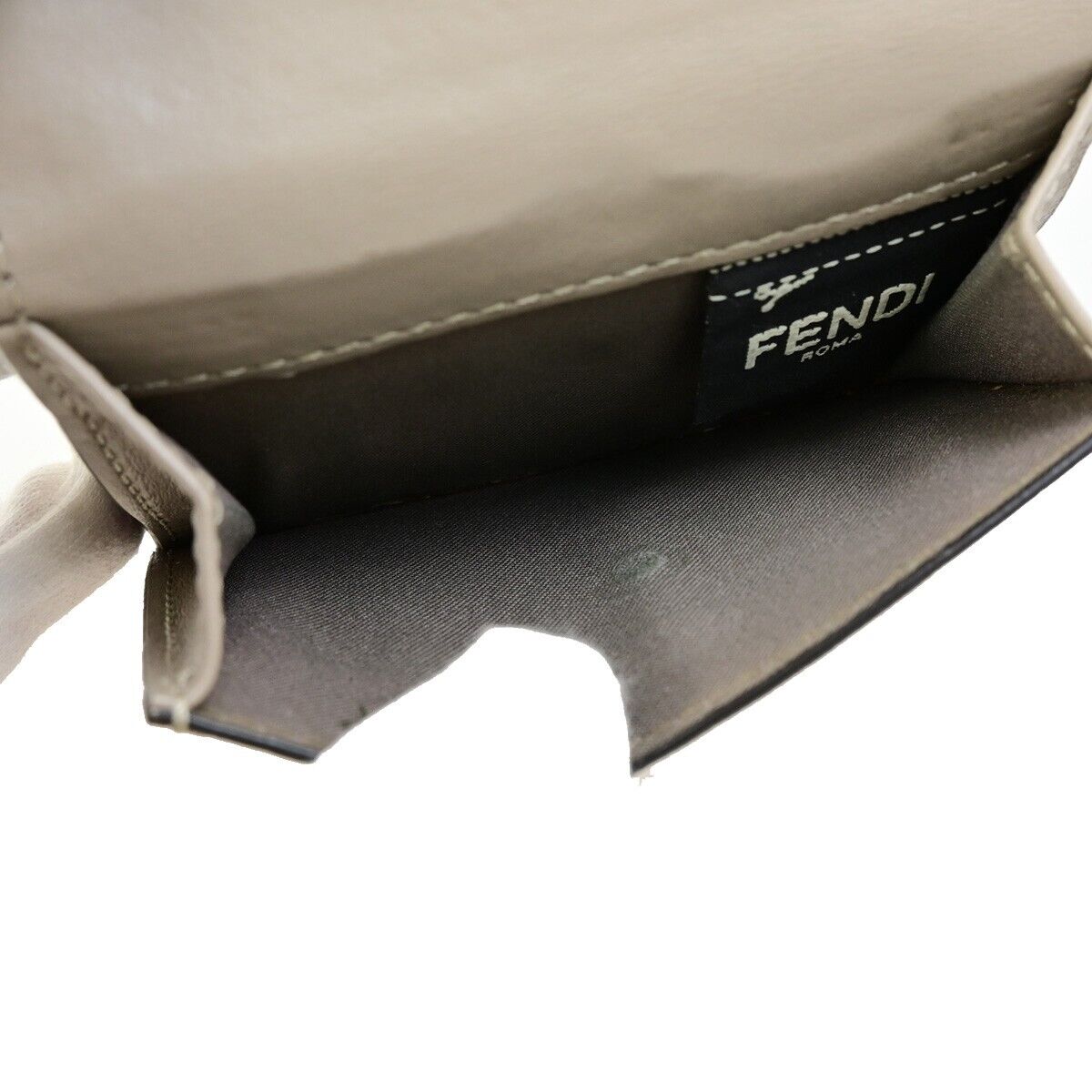 FENDI FF Logo Compact Mini Trifold Wallet Exotic Leather Brown Italy 64KA474